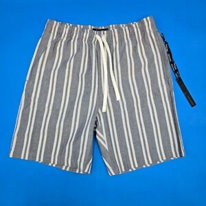 Public Record Salem Striped Textured Shorts Navy Blue White‎ Men's Medium NWT